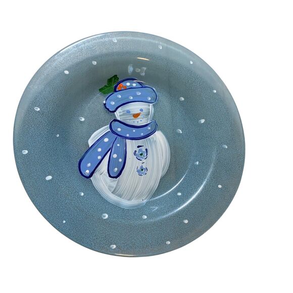 Linens N Things Set of 6 Handpainted Frosty Snowman Figurines Dessert Plates - Picture 2 of 9